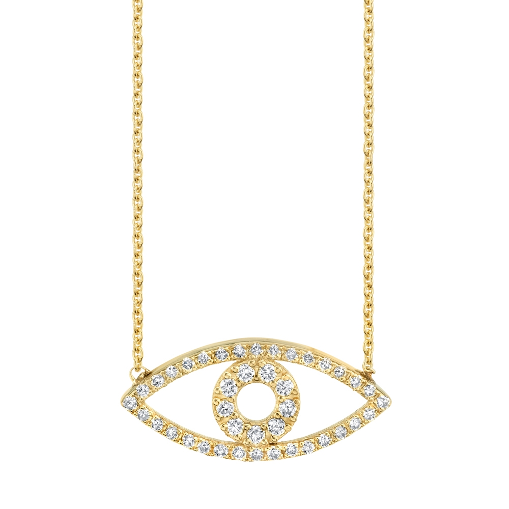 Diamond Evil Eye Necklace Outline