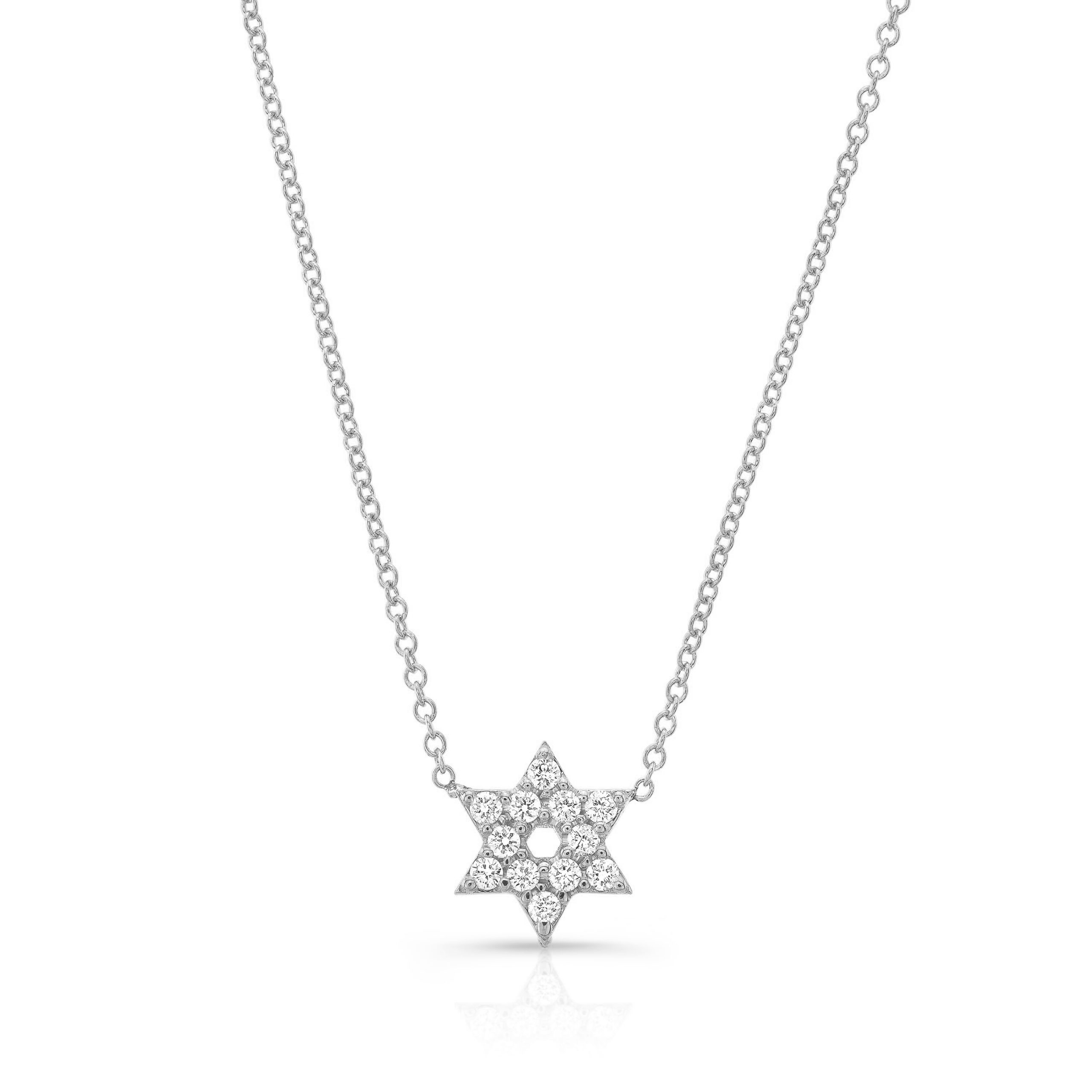 Star Of David Diamond Halo Necklace