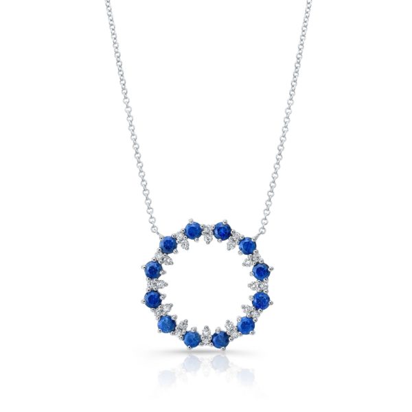 Blue Sapphire Circle Necklace
