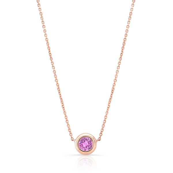 Pink Sapphire Bezel Necklace