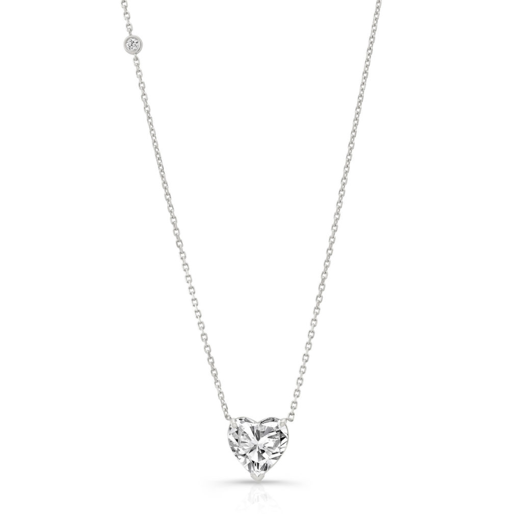 Solitaire Heart Necklace + Diamond Bezel